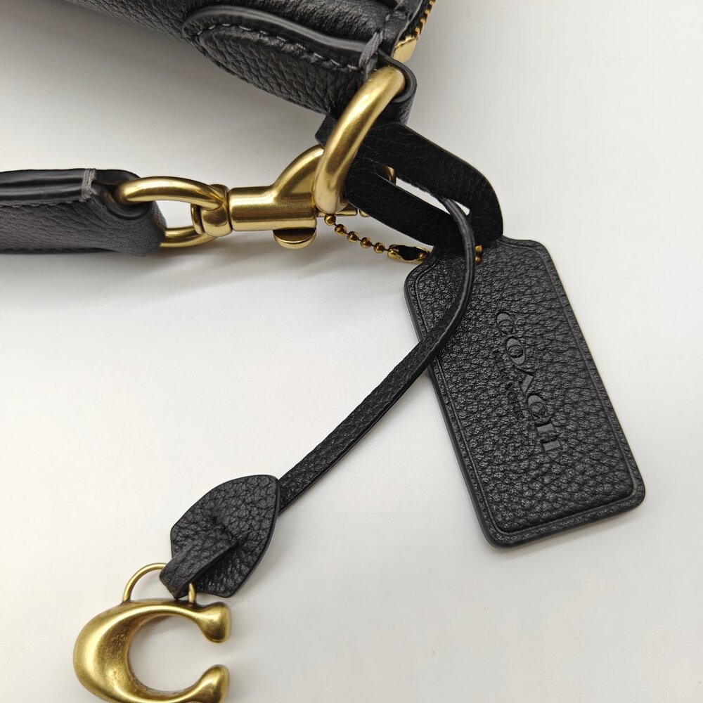 COACH Chaise pebbled leather women's large crossbody + Dust bag - BLACK - Picture 9 of 14